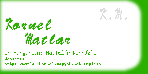 kornel matlar business card